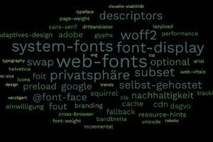 Wortwolke rund um das Thema Fonts
